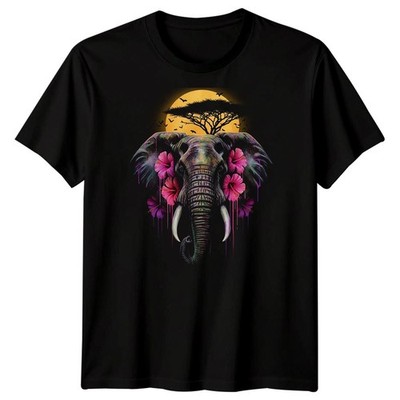 Elefant Afrikanische Safari Tiere Herren T-Shirt Blumen Aquarell Design