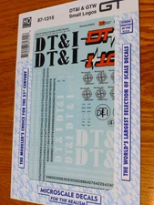 Microscale Decal HO #87-1315 Detroit Toledo & Ironton (DT&I) Diesels & GTW