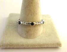 Gorgeous .42 cwt Size 8 Black Sapphire Eternity Band Ring in 925 Sterling Silver