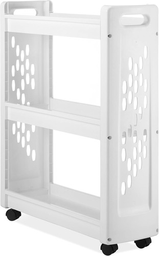Compact 3-Tier Rolling Storage Cart - Ideal for Laundry Room & Bathroom, 8.5x26 - Picture 3 of 10