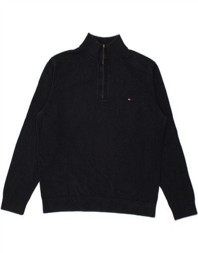 TOMMY HILFIGER Herren Zip Neck Pullover Sweater 2XL Navy Blau Baumwolle QU12 - Bild 1 von 3