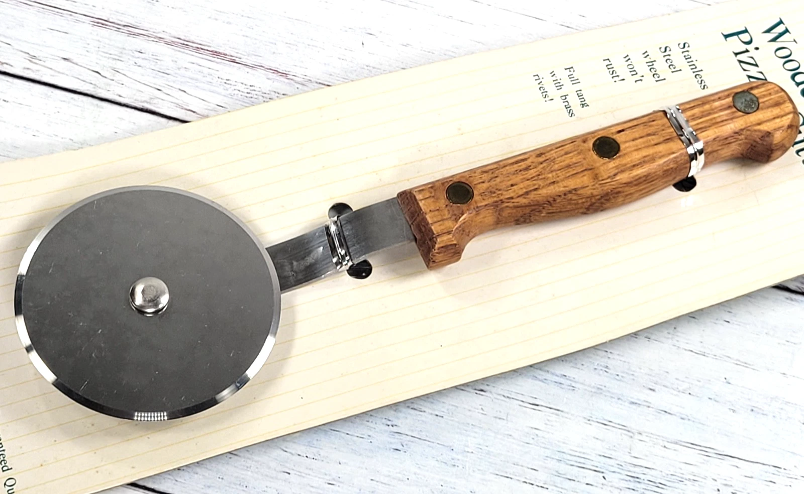 VTG Wooden Handle Pizza Cutter 2-1/2 in Wheel Stainless NOS NIP
Opens in a new window or tab