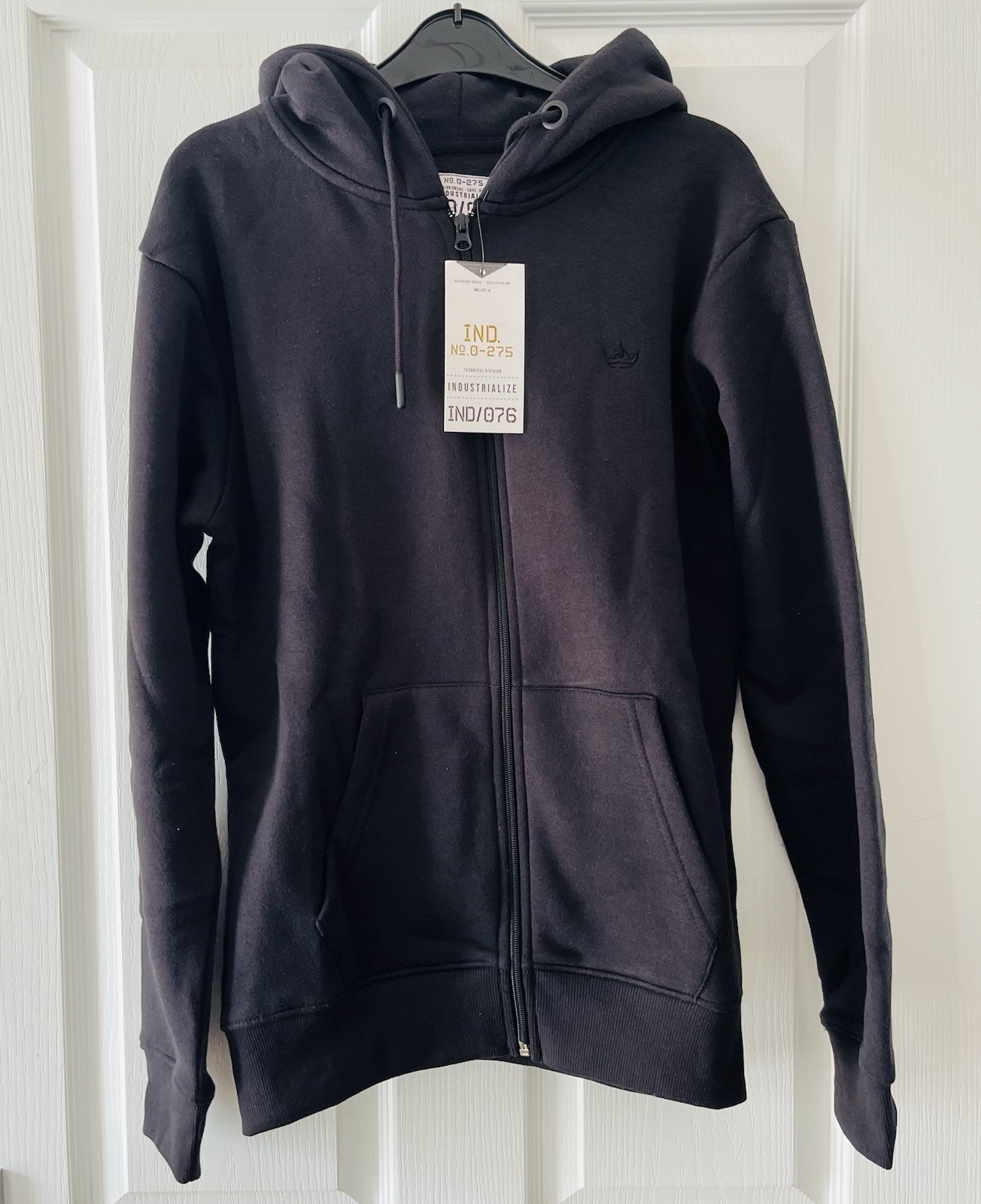 IND/076 Men’s Full Zip Hooded Jacket Top Small 40” Chest Black BNWT RRP £34.99