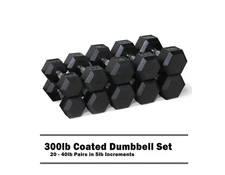 CAP 300lb Rubber Hex Dumbbell Set