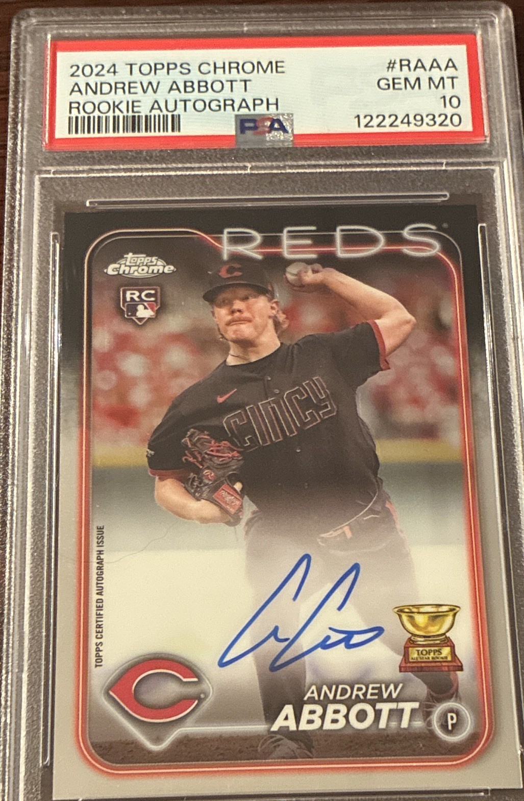 Topps 2024 Chrome Andrew Abbott RC Auto Rookie Autographs RA-AA PSA 10