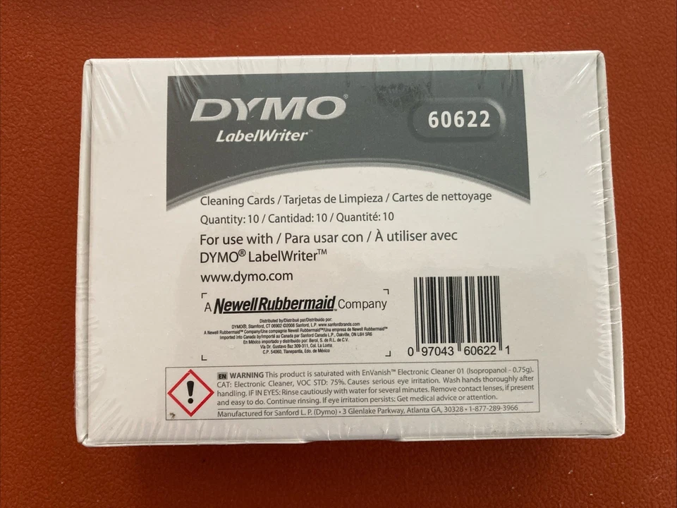 DYMO LabelWriter Cleaning Cards 60622, New/Sealed, 10 Per Box