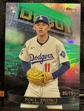 Topps 2025 Finest Roki Sasaki Green Refractor Debut #D-28 /75 RC Dodgers