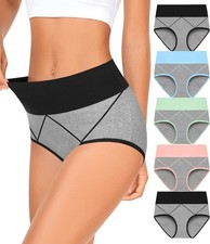 High Waisted Cotton Panties for Women Full Coverage Soft Double Layer Waistband