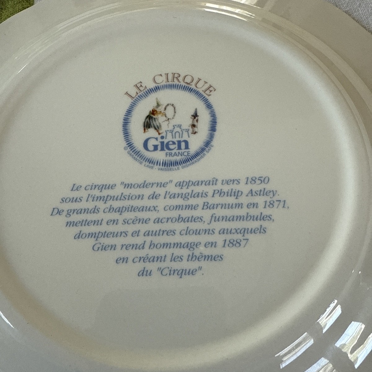 gien le cirque Plate | eBay