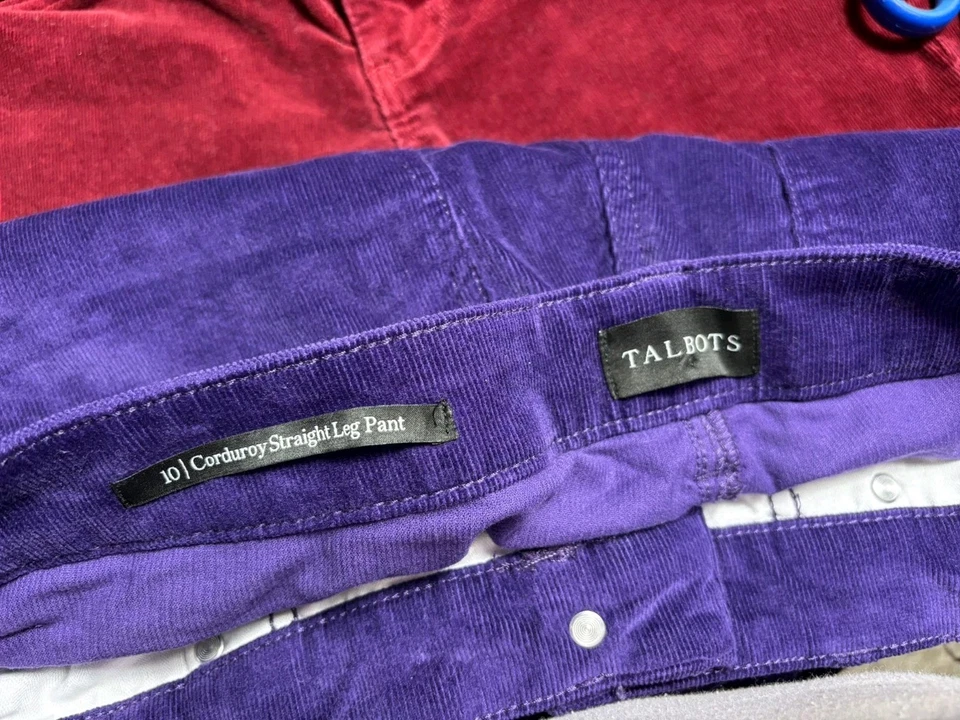 Pantalones Talbots Pana Pierna Recta Mujer Talla 10 Púrpura Tiro Alto Elastizados  Foto 3 de 4