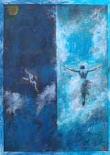 Uomo ritratto arte moderna pastello ad olio mix media A4 carta arte moderna olio pastello