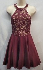 B. Darlin Junior's Lace Fit & Flare Maroon Dress Size 5/6