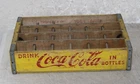 VINTAGE COCA COLA SODA BOTTLE CRATE 24 SLOT WOOD YELLOW 1966