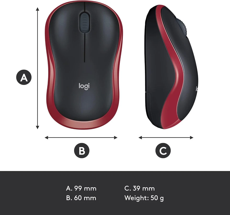 Logitech M185 Wireless Mouse, 2.4GHz with USB Mini Receiver, 12-Month Battery Li - Image 4 of 4