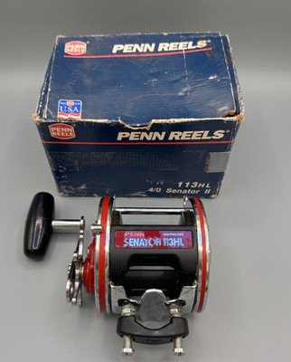 VINTAGE Penn Senator 113HL High Speed 4/0 Trolling Reel USA Box Clamp Tuna Clean