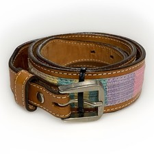 Circle Y Of Yoakum 8614 Leather Western Belt Womens 30 Textile Inlay Boho