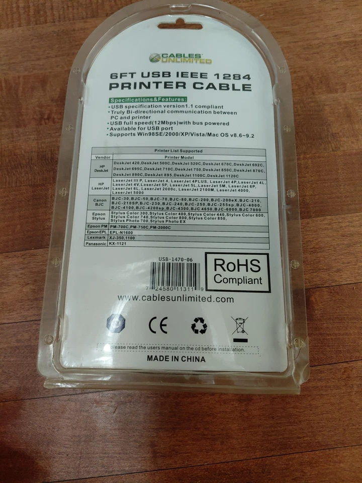 USB IEEE 1284 Parallel Printer Cable New - Image 2 of 2