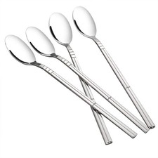 12 Pieces Long Handle Tea Spoons Stainless Steel Milkshake Mixing Spoon