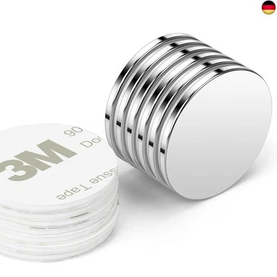 Wzone 25×2mm Magnete Selbstklebend Stark, 6 Stück Neodym Magnete Stark, K