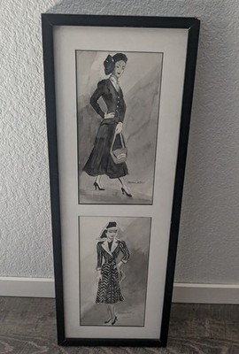 Doris Gianini DeFord Original Watercolor Art Vintage 1940s Fashion Signed