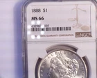 1888 NGC MS66 Morgan Silver Dollar, Nice White coin!