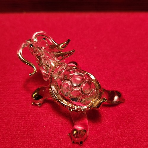 Glass Golden Asian Oriental Whiskers Squid Turtle Figurine Collectible Display - Picture 6 of 8