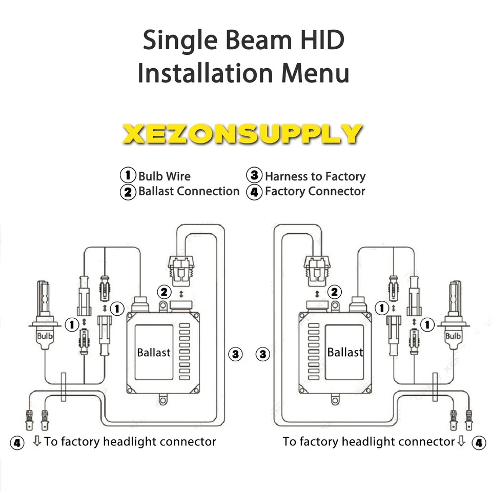 55W Xentec Xenon Light HID KIT Conversion Ballast bulb H1 H3 H4-3 H7 H9 H11 9004 - Image 4 of 4