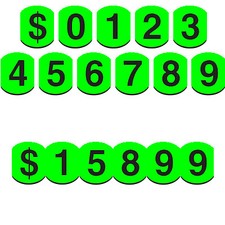 4 Chartreuse Black Bubble Numbers Car Dealer Windshield Stickers 106