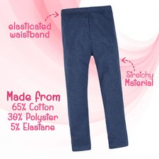 Childrens Cotton Leggings Everyday Full Length Girls Kids Age 7 8 9 10 11 12 13