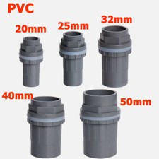20/25/32/40/50mm Grey PVC Pipe Fitting Pressure Tank Connector Bulkhead Aquarium