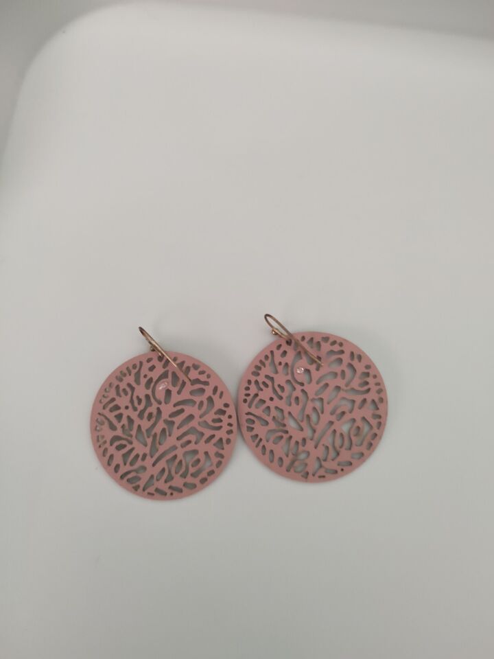 Blush Pink Leather Cut Out Filigree Style Earrings - Dangle Drop | eBay