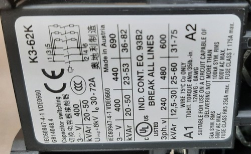 Contattore oscillante condensatore Benedict / Eaton K3-62K00 - Foto 6 di 14