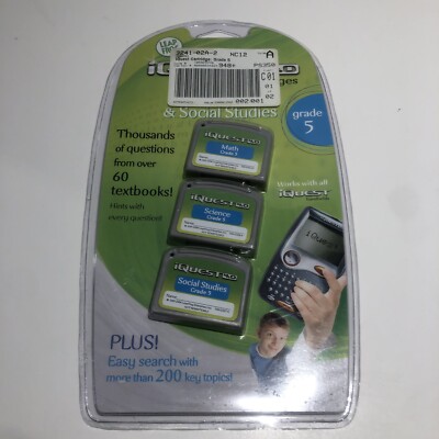 LeapFrog iQuest 4.0 Cartridges Math Science Social Studies Grades 5-8 New 2 Pk