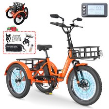 MOONCOOL Folding Electric Tricycle for Adults 20" Fat Tire Electric Trike E-Bike