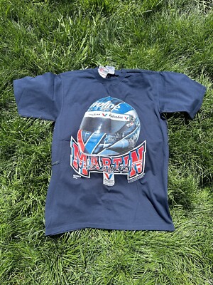 Vintage Y2K Chase Authentics Mark Martin NASCAR T Shirt Blue Valvoline NutMeg L
