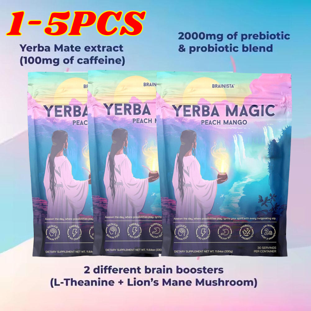 Yerba Magic Instant Tea Powder 3-in-1 SuperDrink Peach Mango Probiotic-Beverage；