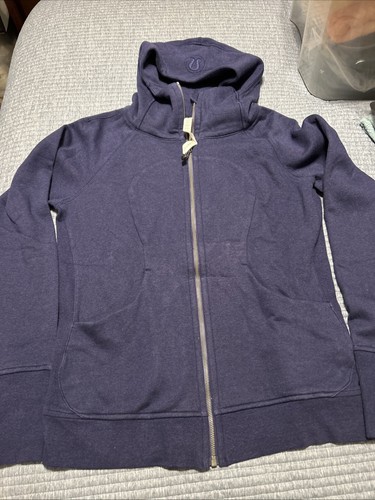 Lululemon Scuba Hoodie Full Zip Heathered Navy Blue Casual Womens Size 12 NWOT