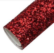 Extra Chunky Red GLITTER FAUX LEATHER CRAFT SHEET 8 x 12" 1099512