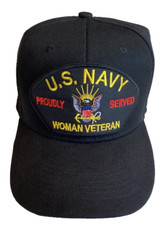 U.S. NAVY WOMAN VETERAN PROUDLY SERVED Military Ball Cap - black