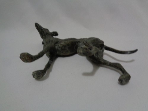 Perro de plomo galgo pintado de frío antiguo de Alemania - Imagen 8 de 11