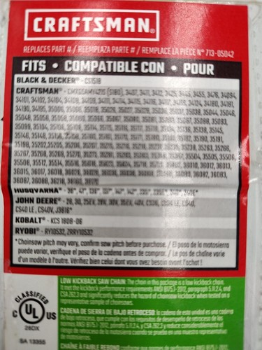 craftsman chain 18 inch , chainsaw chain, craftsman 18" chainsaw chain - Picture 4 of 6