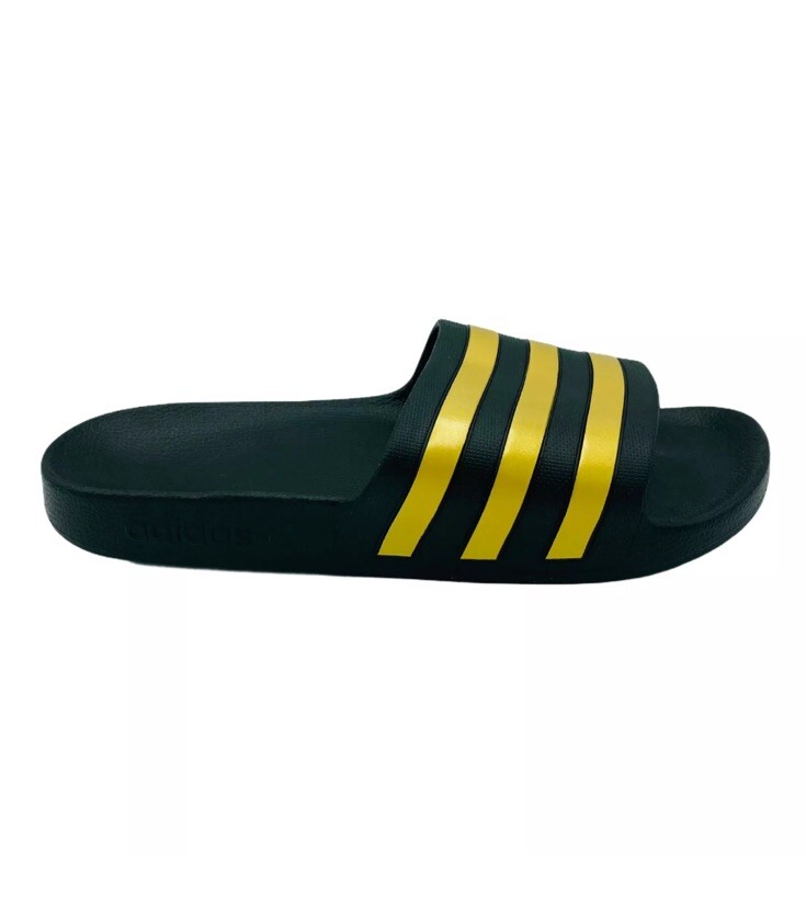 Adidas Men Adilette Aqua Swim Black Gold Slide Sandal EG1758
