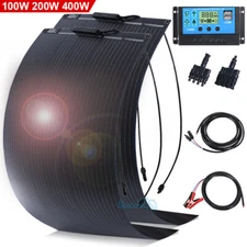 400W 200W Watt 12V Portable Flexible Solar Panel Kit RV Camping Off-Grid Home
