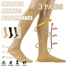 USA Zipper Pressure Compression Socks Pain Relief Calf Leg Foot Support Stocking