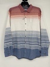 NEW TOMMY BAHAMA LONG SLEEVE CANYON BEACH FLANNEL BONFIRE STRIPE CAMP SHIRT 148