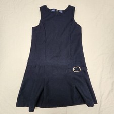 Chaps Women's Size Small Tank Short Dress Shirt Navy Blue Buckle Zippered 