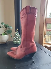Vintage Cathy Jean Brazil Red Leather Cowboy Boots Heels Women's 6