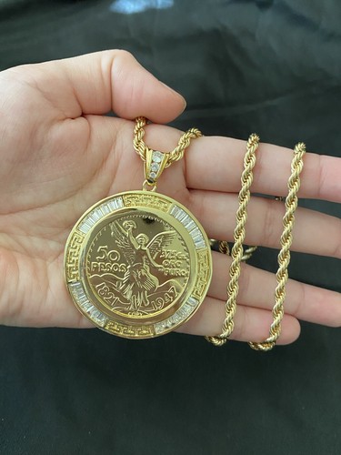 Gold PLATED 50 Pesos Mexican Coin CZ 