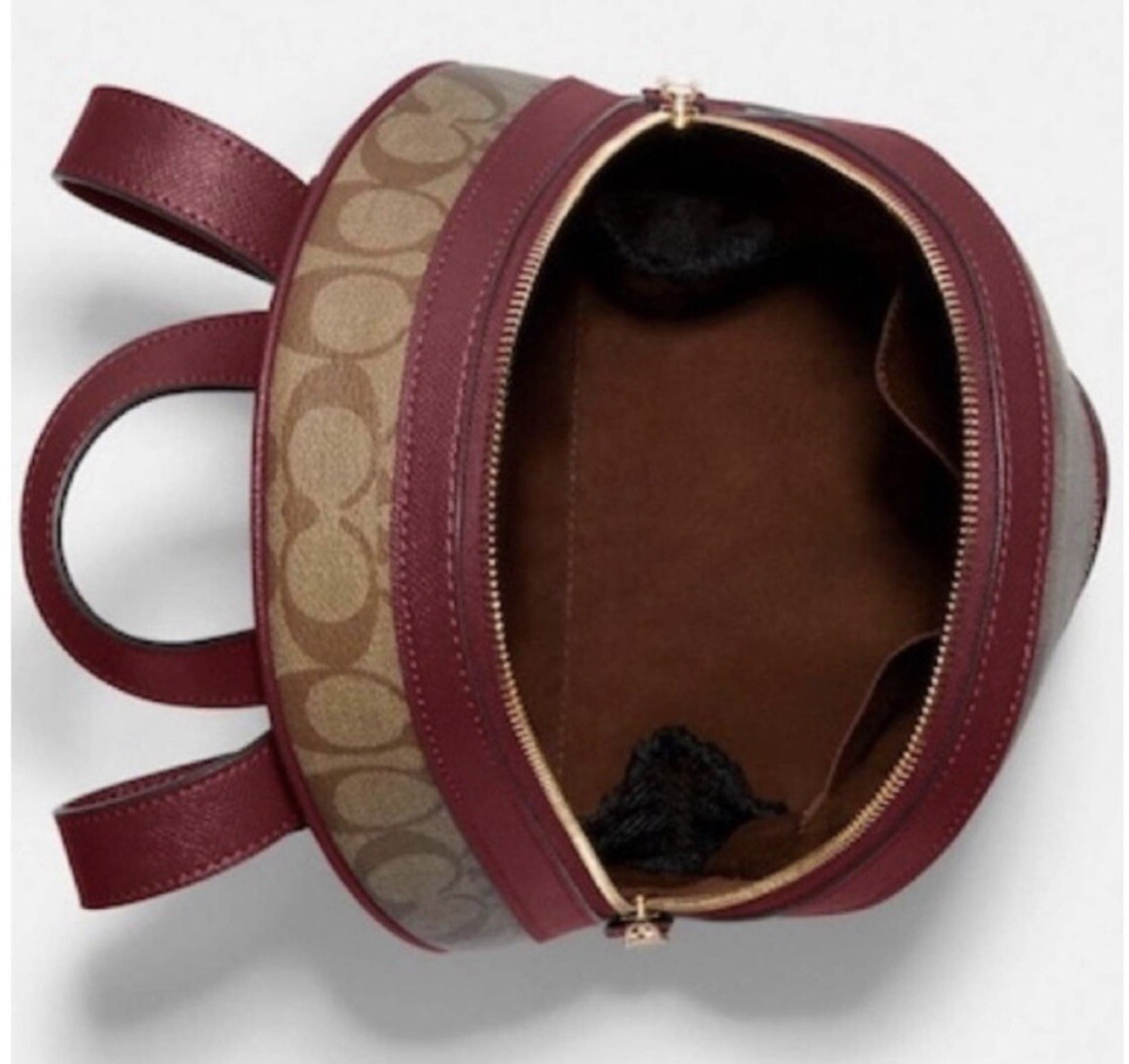 Coach Kenley Backpack in Signature Canvas Khaki / Cherry New  display picture 1
