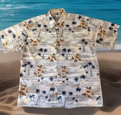 Pierre Cardin Hawaiian Shirt Mens XL Short Sleeve Beach Island 
